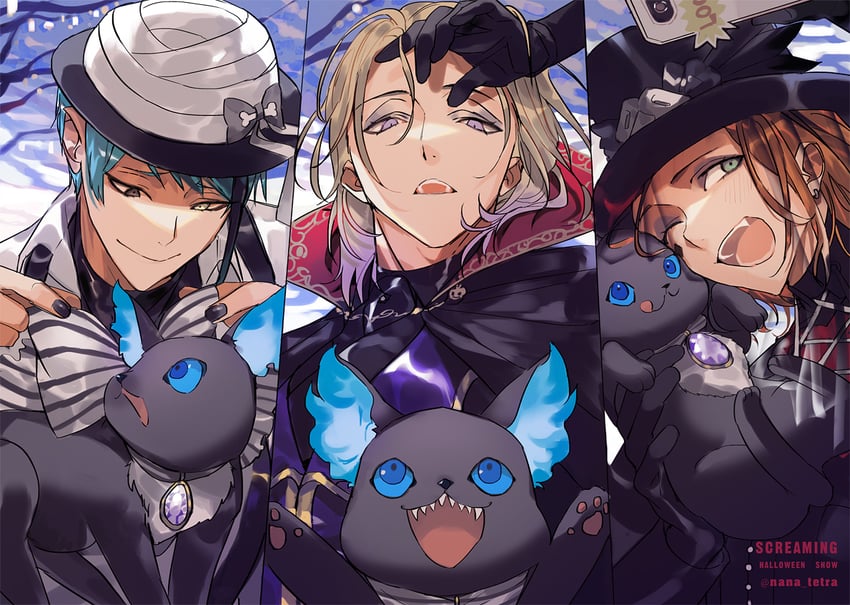jade leech, grim, vil schoenheit, and cater diamond (twisted wonderland) drawn by nana_tetra
