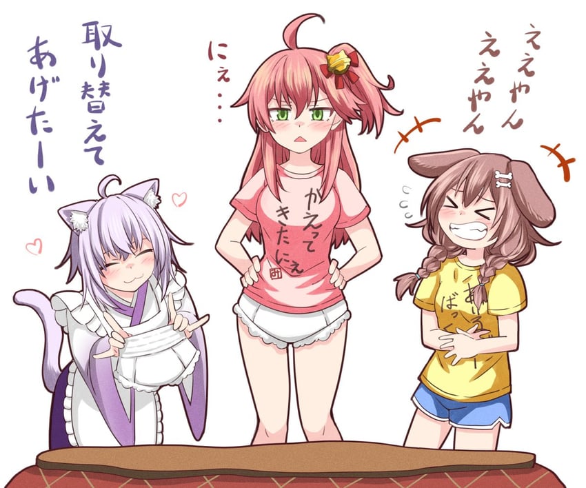 nekomata okayu, sakura miko, and inugami korone (hololive) drawn by nekopero35