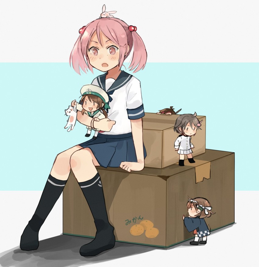 sazanami, fairy, error musume, girl holding a cat, batsubyou, and 1 more (kantai collection) drawn by annin_musou