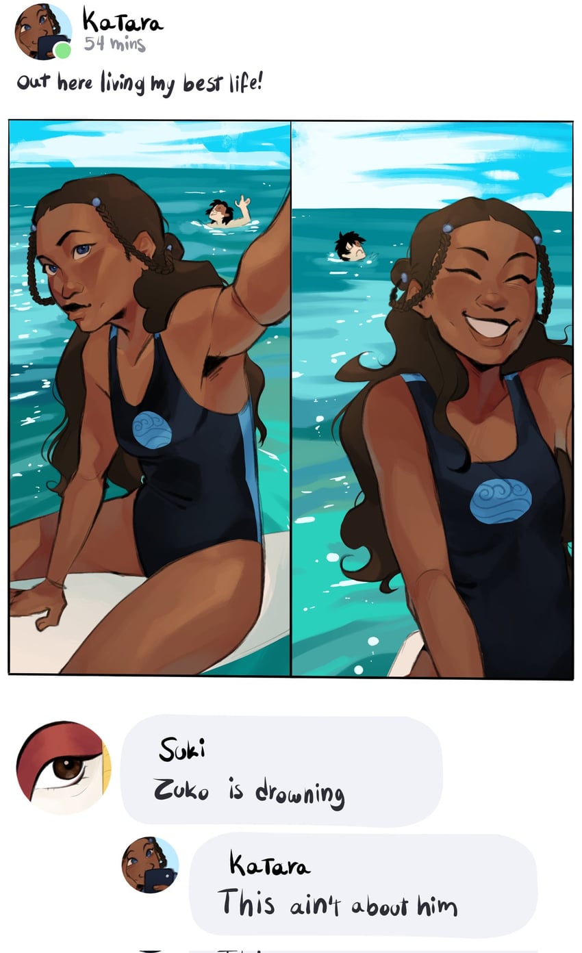 katara and zuko (avatar legends and 1 more) drawn by dranktwocoffees