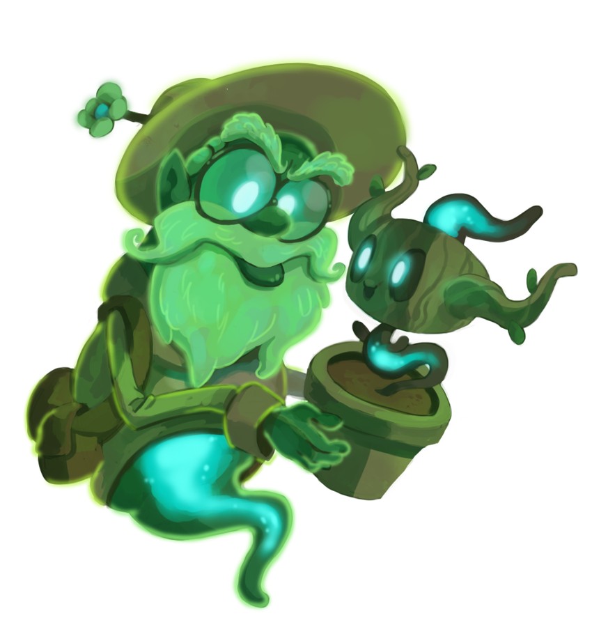 phantump and doctor potter (pokemon and 2 more) drawn by drawfag