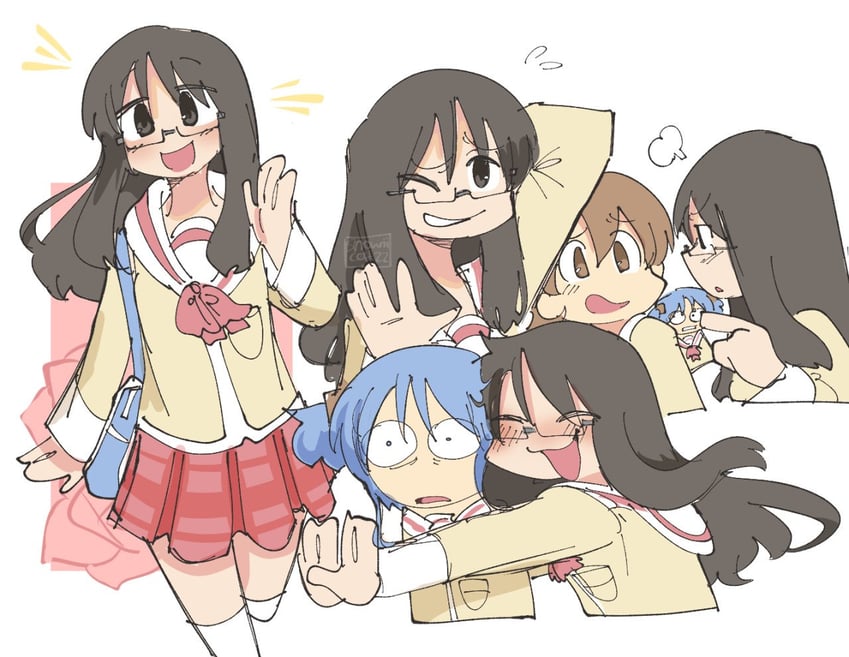 naganohara mio, aioi yuuko, and minakami mai (nichijou) drawn by snowii_cat
