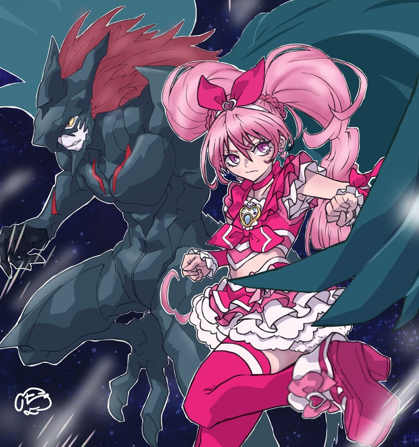 houjou hibiki, cure melody, and noise (precure and 1 more) drawn by chou_haijin_chiyo