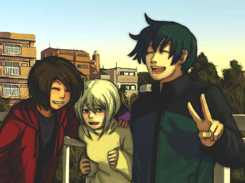 kaito, meiko, and yowane haku (vocaloid) drawn by horuda
