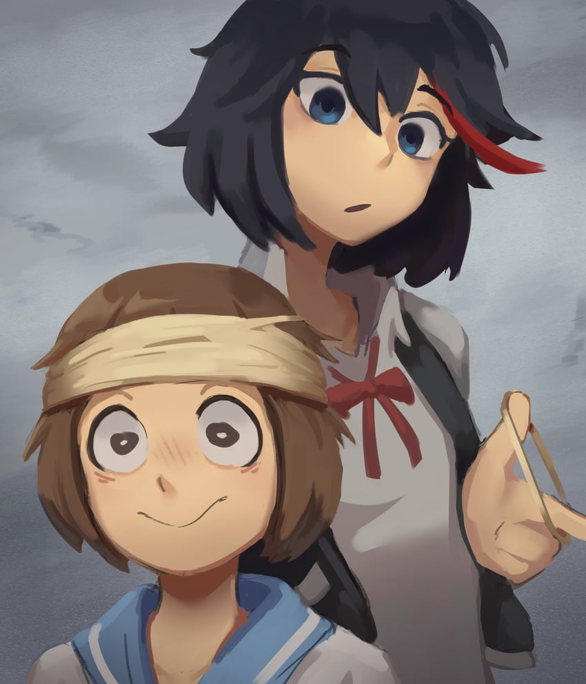 matoi ryuuko and mankanshoku mako (kill la kill) drawn by hexlaze
