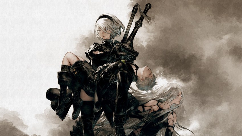 2b, 9s, and a2 (nier and 1 more) drawn by yoshida_akihiko