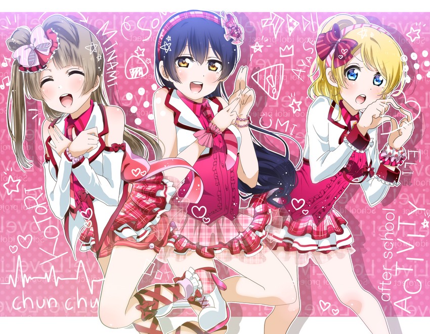 sonoda umi, ayase eli, and minami kotori (love live! and 2 more) drawn by panda_copt