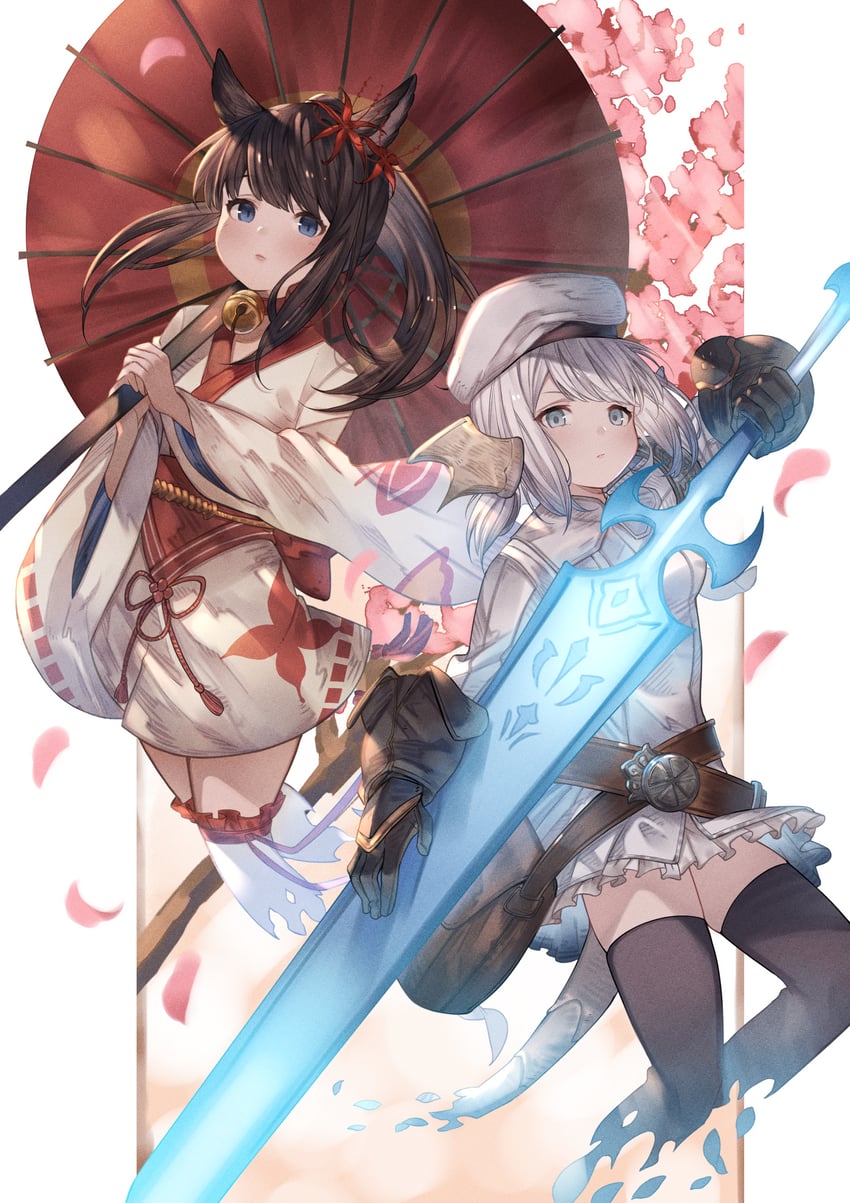 warrior of light and white mage (final fantasy and 1 more) drawn by ayacho