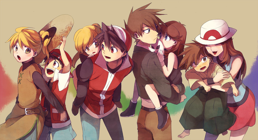 Undskyld mig flicker Acquiesce red, blue oak, green, and yellow (pokemon and 1 more) drawn by yui_ko |  Danbooru