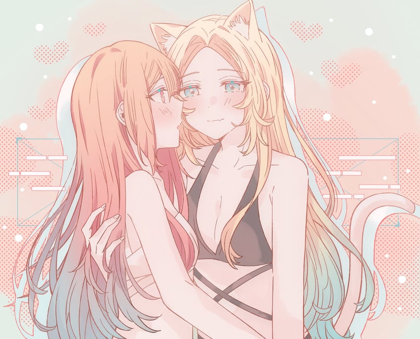 fuwa aya and sakakibara marika (onna doushi toka arienai desho to iiharu onnanoko wo hyakunichikan de tetteiteki ni otosu yuri no ohanashi) drawn by kousaka_0v0