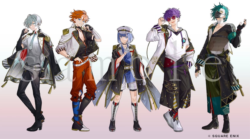 yasukata eito, ukiishi misora, tosho nanase, shiozuru ichina, and minamoto saku (ketsugou danshi:elements with emotions and 1 more) drawn by kyo_zip