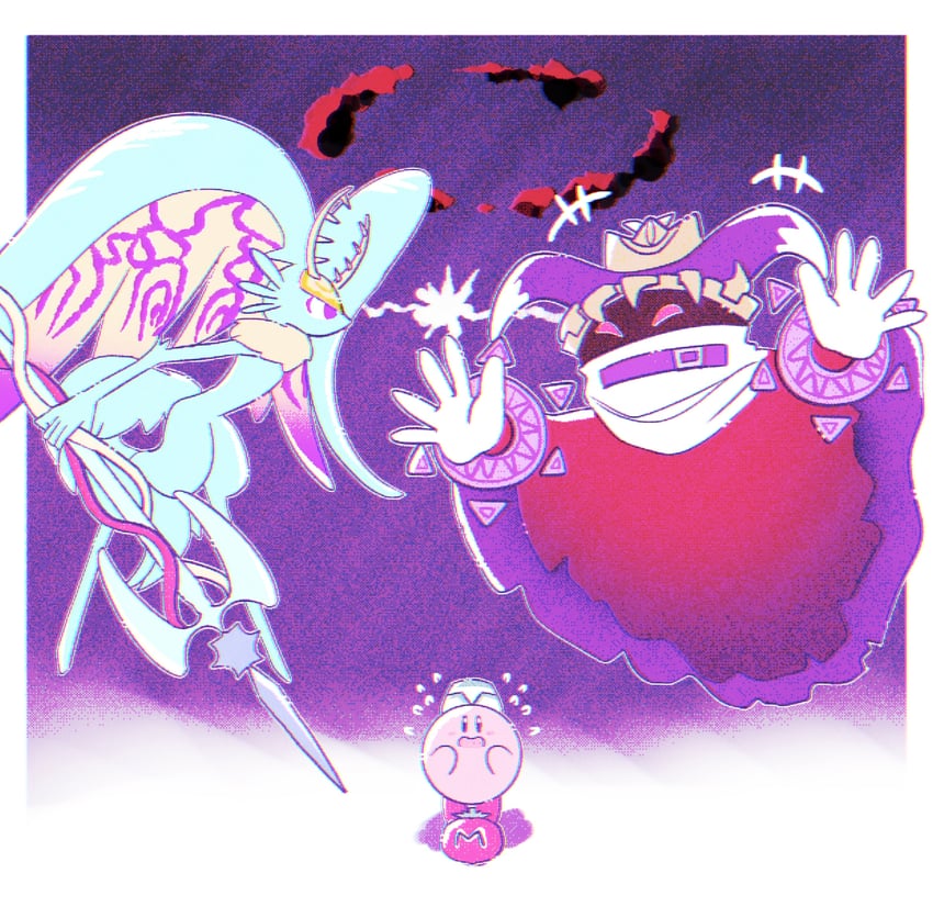 kirby, magolor, fecto elfilis, and traitor magolor (kirby and 2 more) drawn by fukkatsu_no_maya