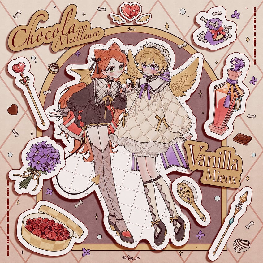 chocolat meilleure and vanilla mieux (sugar sugar rune) drawn by pape_412