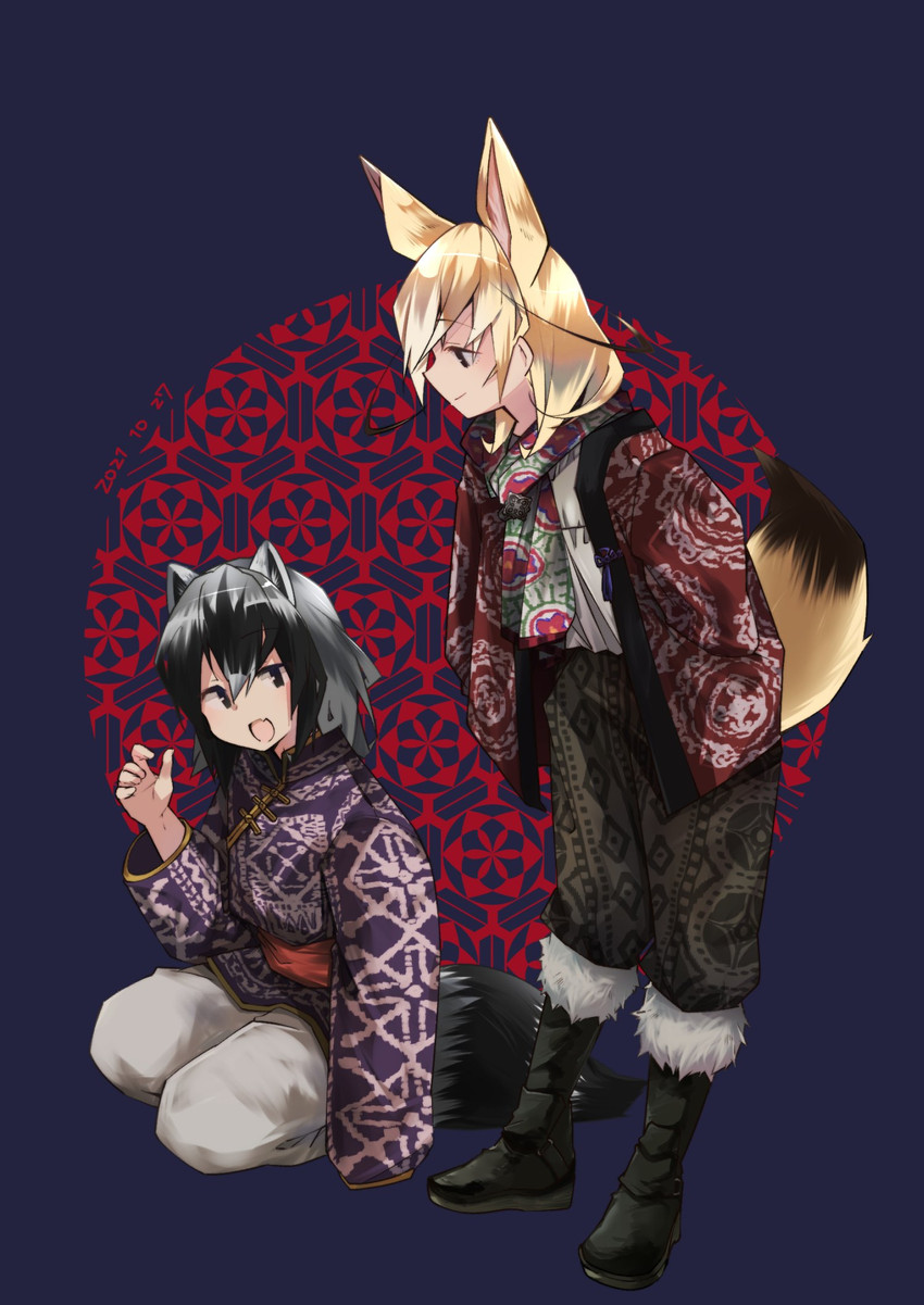 common raccoon and fennec (kemono friends) drawn by nanana_(nanana_iz)