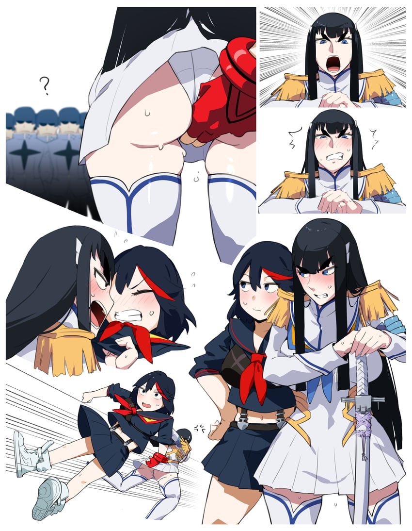 matoi ryuuko and kiryuuin satsuki (kill la kill) drawn by bakkanki