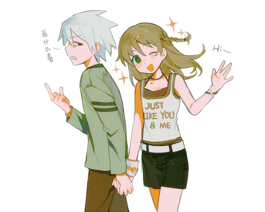 maka albarn and soul evans (soul eater) drawn by rice_(somasuki_77)