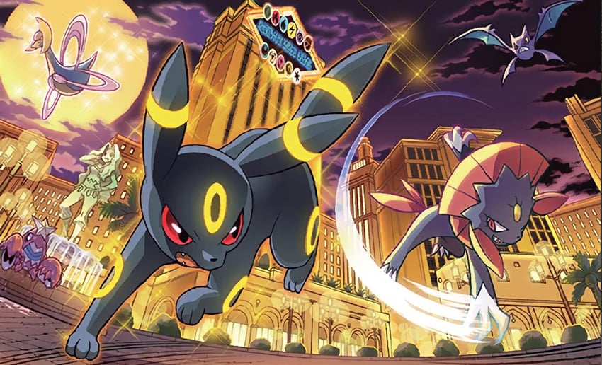umbreon, weavile, crobat, karen, cresselia, and 1 more (pokemon and 2 more) drawn by ariga_hitoshi