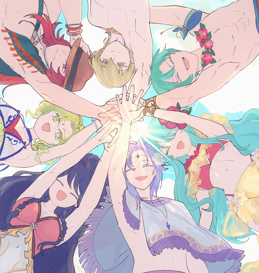 eirika, ephraim, tana, l'arachel, lyon, and 2 more (fire emblem and 2 more) drawn by sasaki_(dkenpisss)