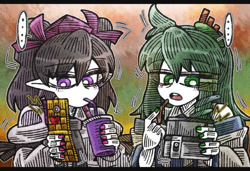 kochiya sanae and himekaidou hatate (touhou) drawn by suenari_(peace)
