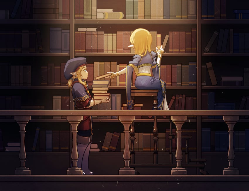 link and princess zelda (the legend of zelda and 1 more) drawn by ppp015
