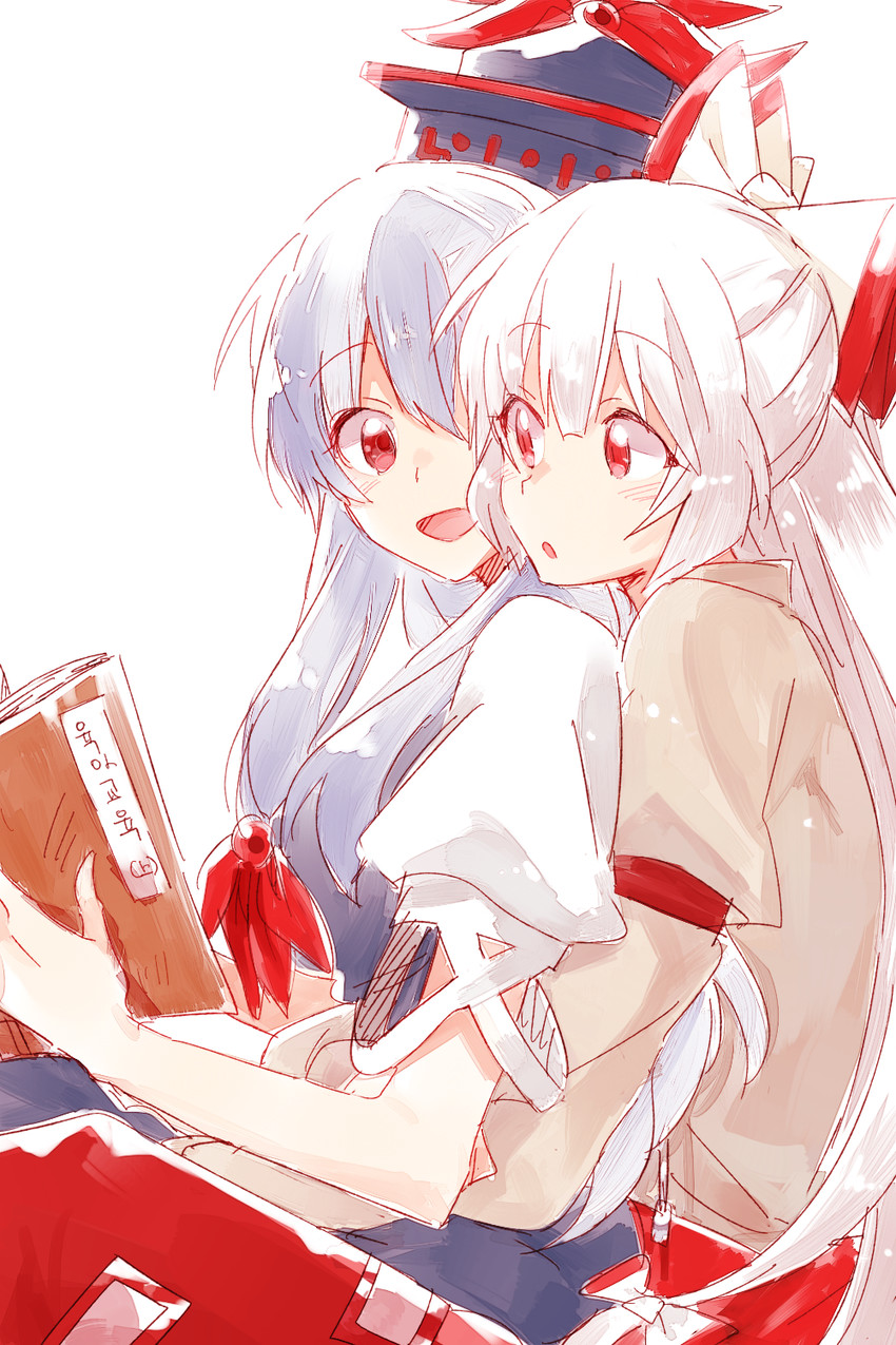 fujiwara no mokou and kamishirasawa keine (touhou) drawn by 6_(yuchae)