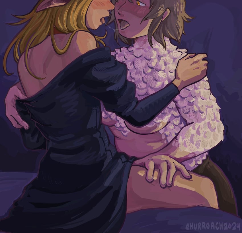 marcille donato and falin touden (dungeon meshi) drawn by churroach