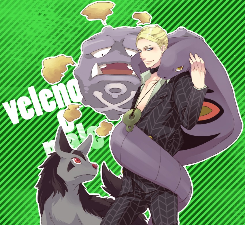 prosciutto, arbok, mightyena, and weezing (pokemon and 2 more) drawn by hanaichi_(hana13)