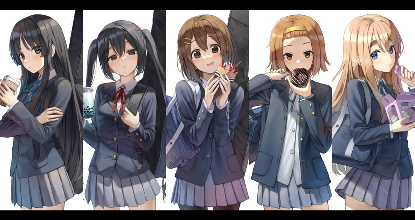 akiyama mio, nakano azusa, hirasawa yui, tainaka ritsu, and kotobuki tsumugi (k-on!) drawn by superpig