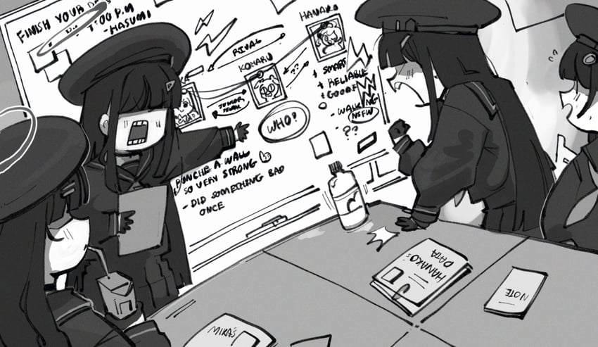 mika, koharu, hanako, and justice task force member (blue archive) drawn by kinzaibatsu91
