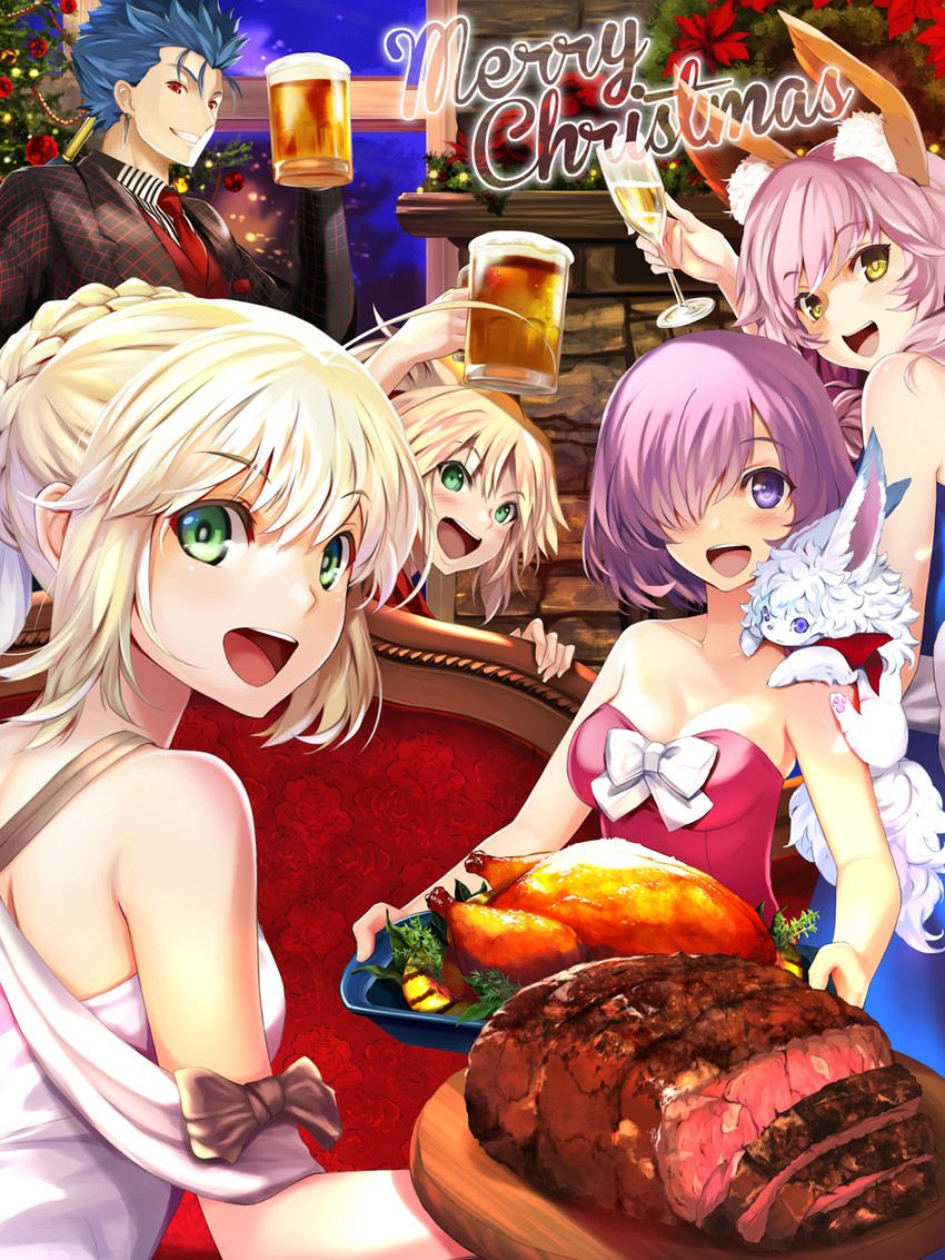 artoria pendragon, saber, mash kyrielight, tamamo, tamamo no mae, and 3 more (fate and 4 more) drawn by ep_(emio_parn)