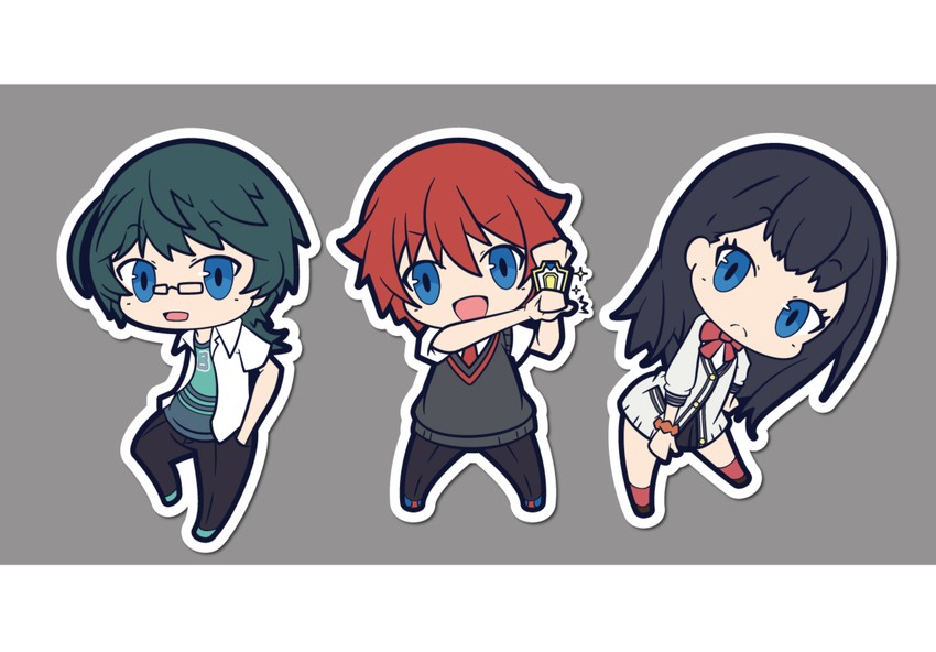 takarada rikka, hibiki yuuta, and utsumi shou (gridman universe and 1 more) drawn by yama_minami