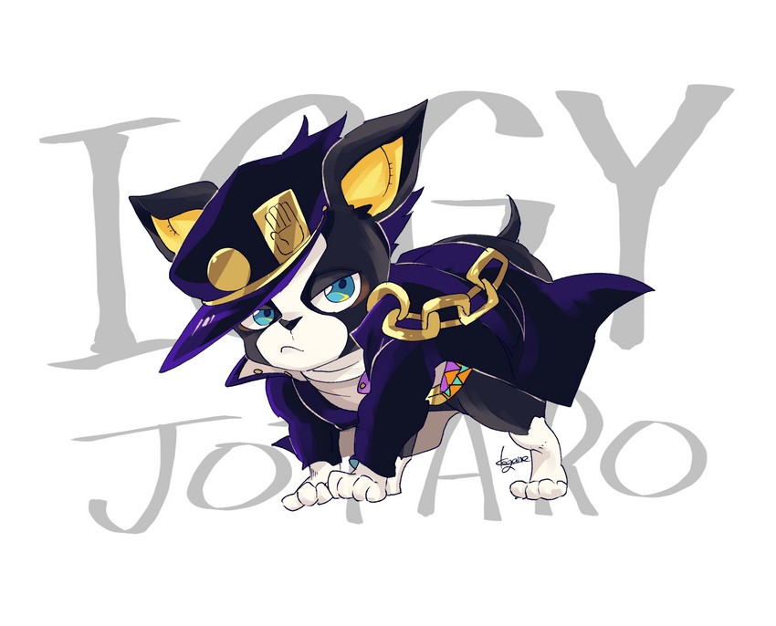 kujo jotaro and iggy (jojo no kimyou na bouken and 1 more) drawn by kogatarou