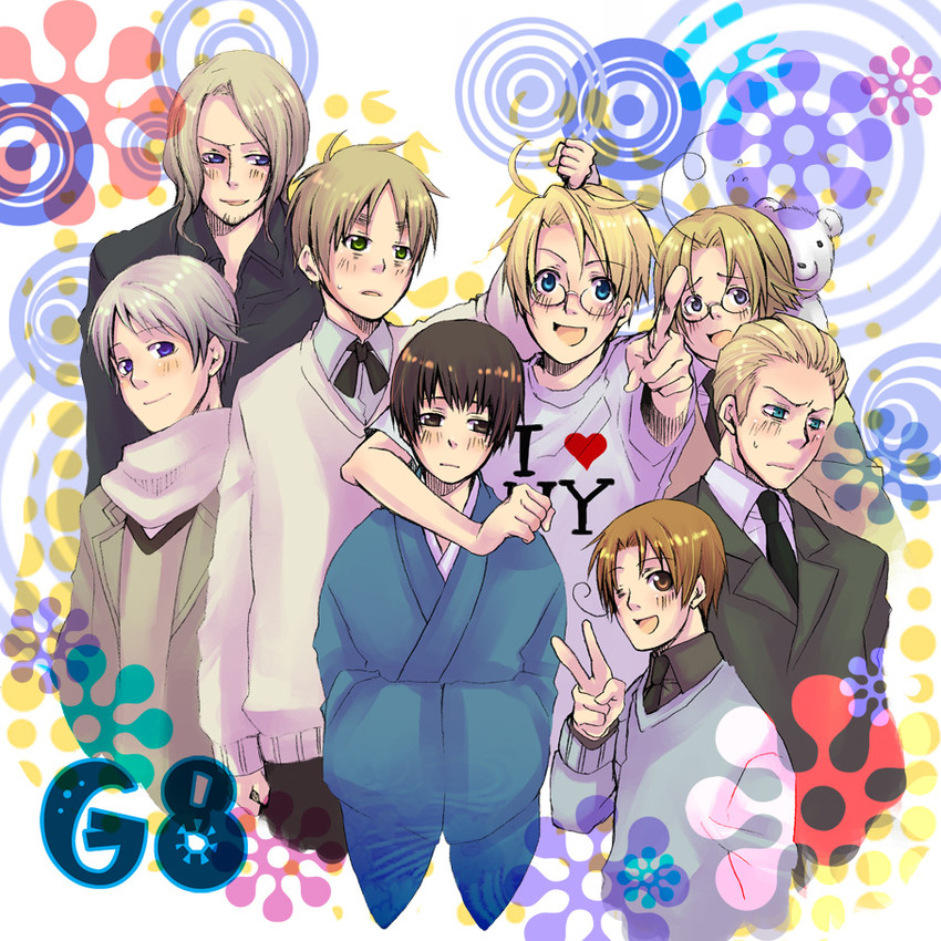 america, united kingdom, japan, russia, france, and 4 more (axis powers hetalia) drawn by mushi_kei
