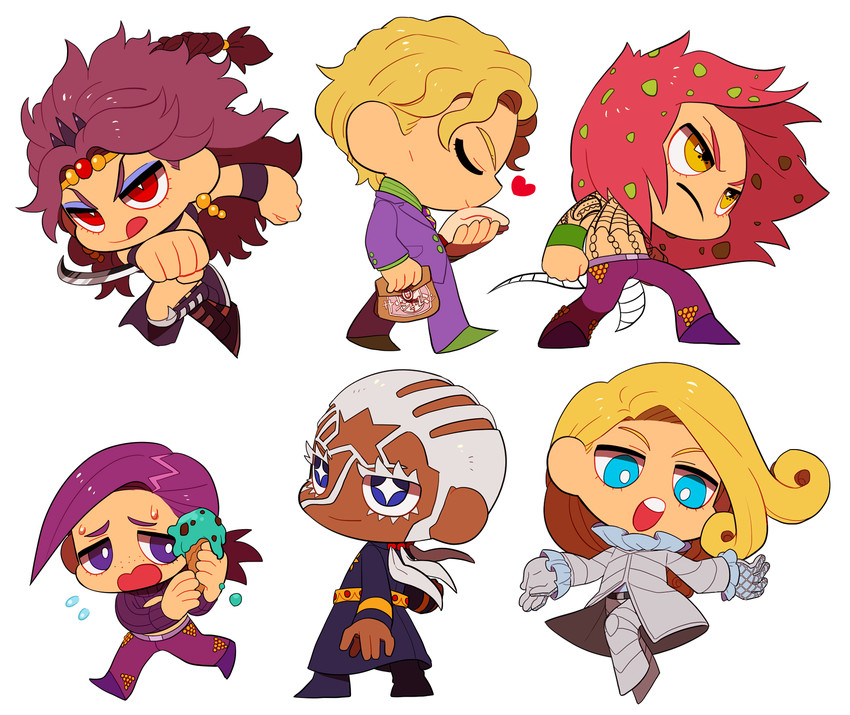 kars, kira yoshikage, diavolo, vinegar doppio, enrico pucci, and 1 more (jojo no kimyou na bouken and 5 more) drawn by li_sakura