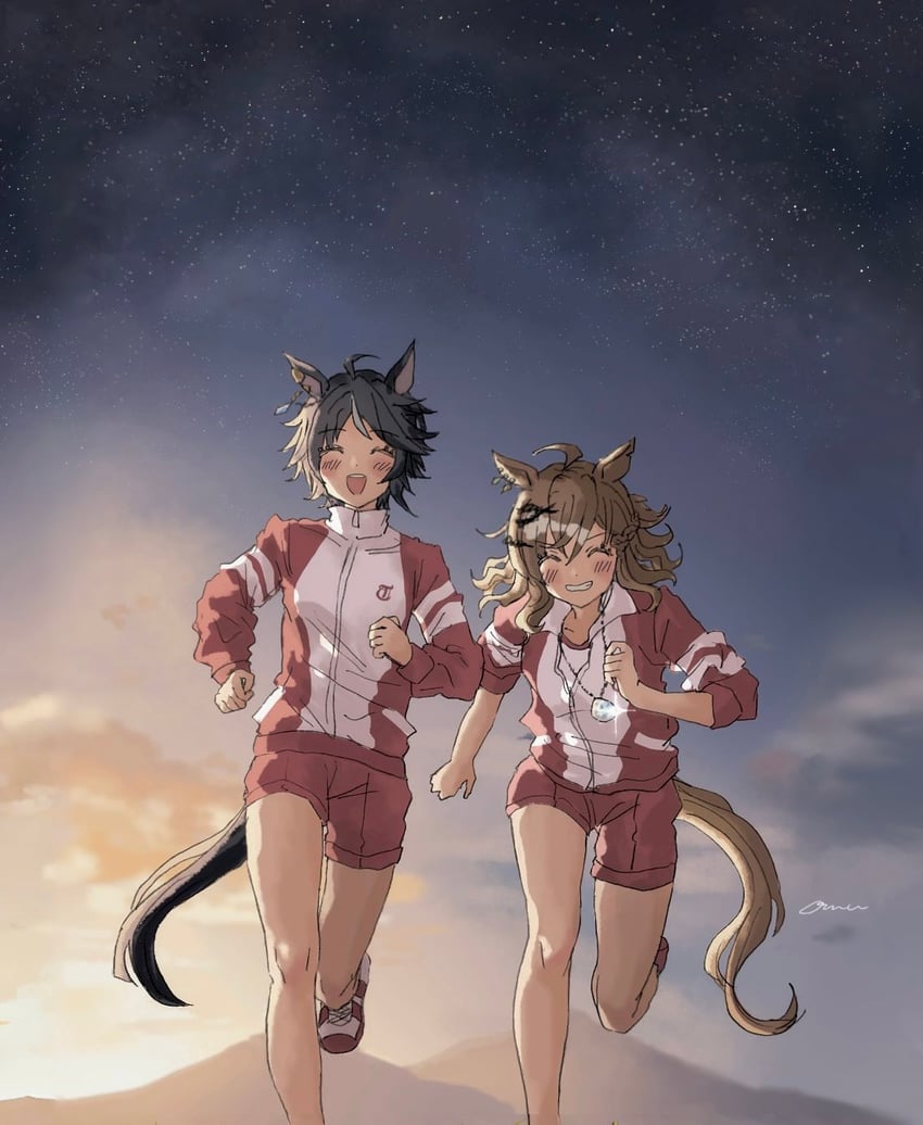 jungle pocket and fuji kiseki (umamusume) drawn by o_(_oomua)
