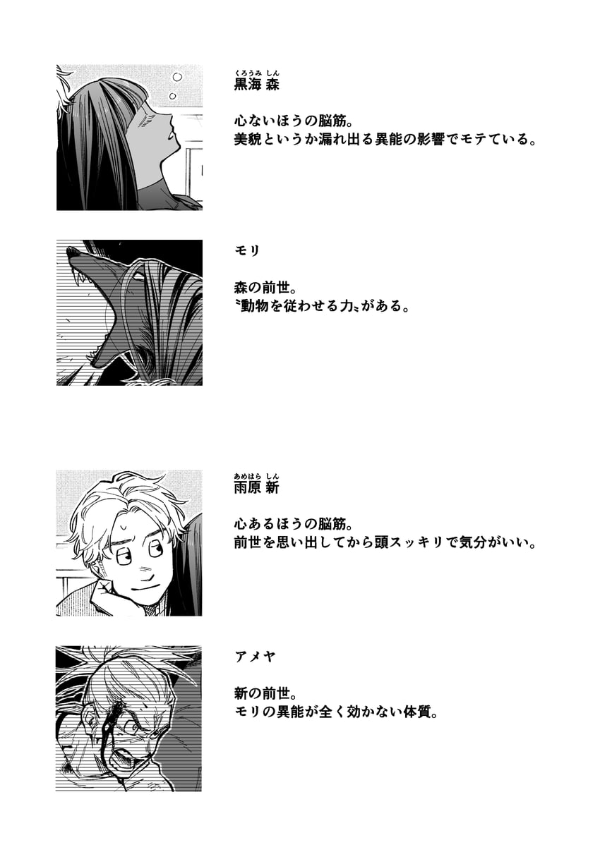 kuroumi shin, amehara shin, ameya, and mori (original) drawn by tetsukazu