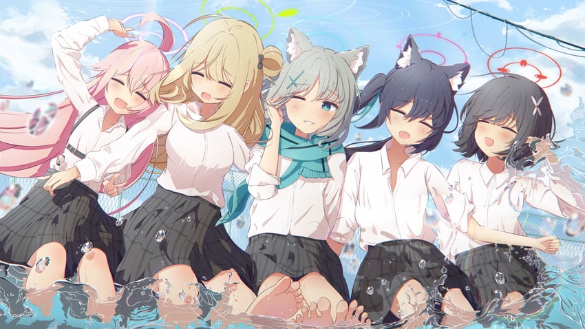shiroko, hoshino, nonomi, serika, and ayane (blue archive) drawn by kabomeel_lse