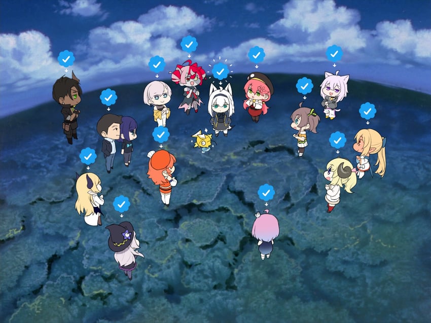 shirakami fubuki, nekomata okayu, sakura miko, takanashi kiara, murasaki shion, and 11 more (pokemon and 6 more) drawn by dasdokter