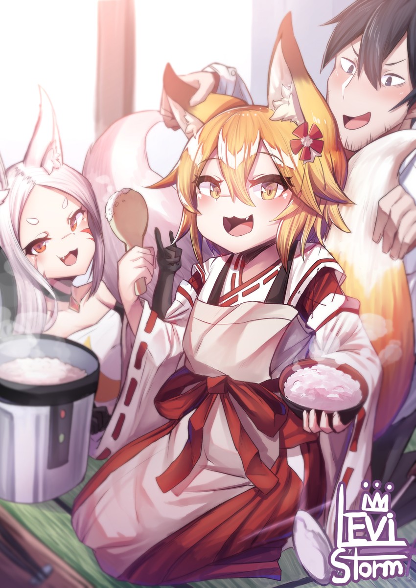 senko, shiro, and nakano (sewayaki kitsune no senko-san) drawn by levi_storm