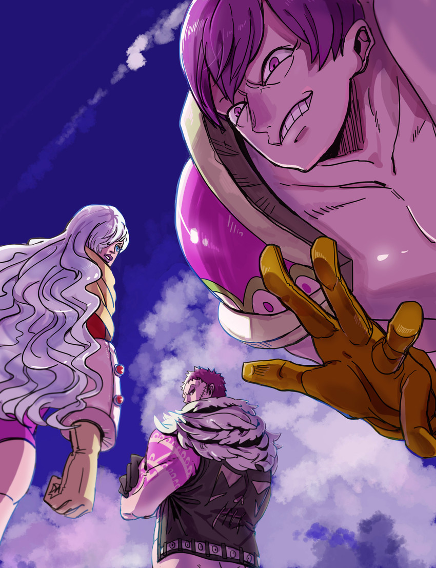charlotte katakuri, charlotte cracker, and charlotte smoothie (one piece) drawn by living_(pixiv5031111)