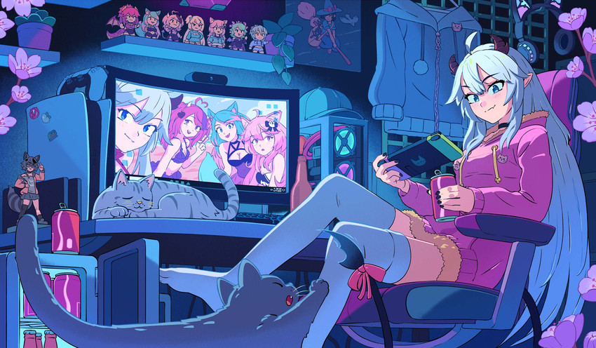 kiki, ironmouse, zentreya, jiji, silvervale, and 6 more (indie virtual youtuber and 3 more) drawn by kevin_hong