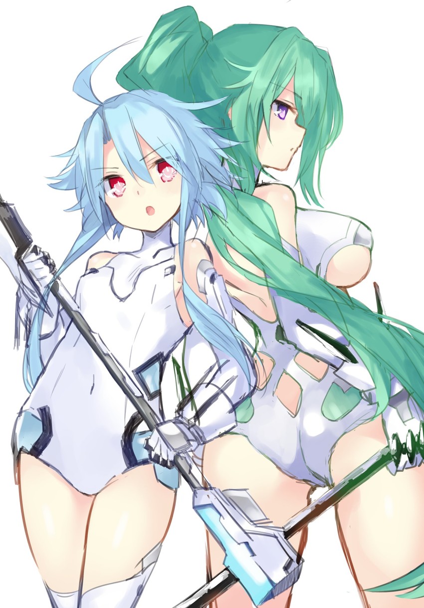 white heart and green heart (neptune) drawn by buran_buta
