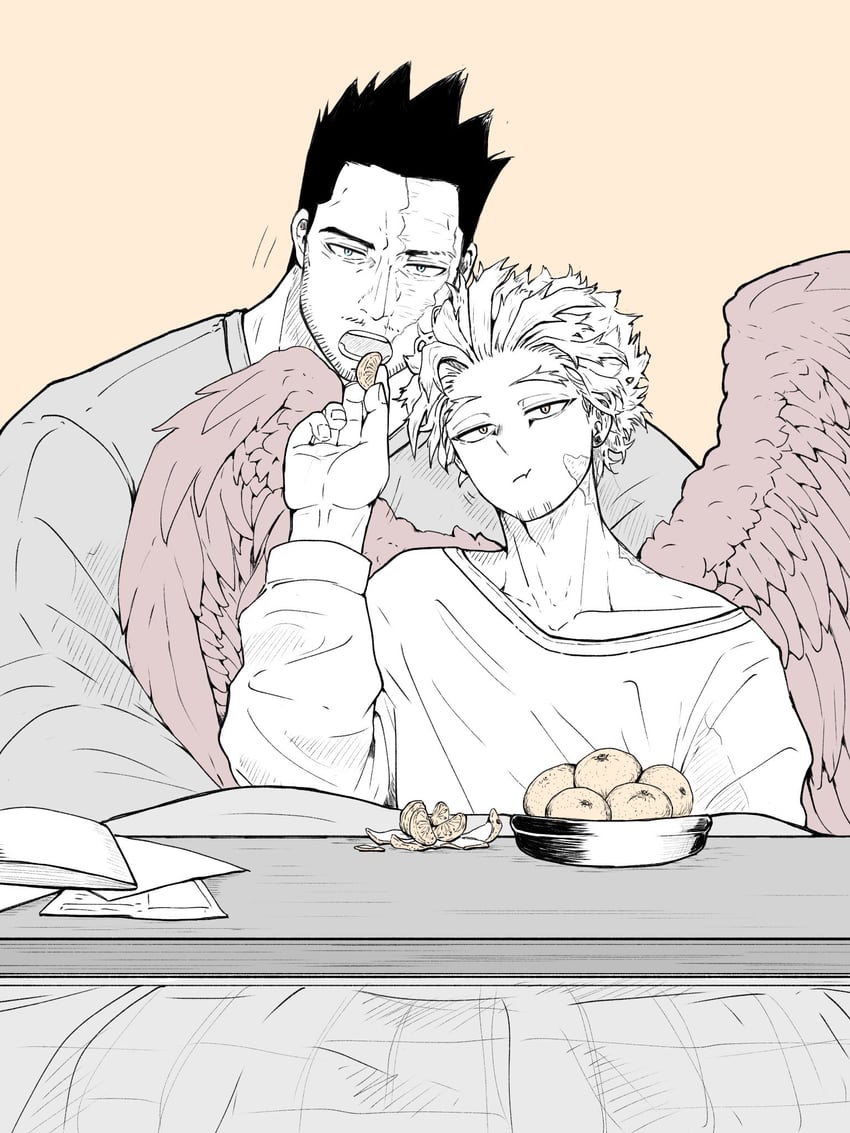 endeavor and hawks (boku no hero academia) drawn by kana0wa