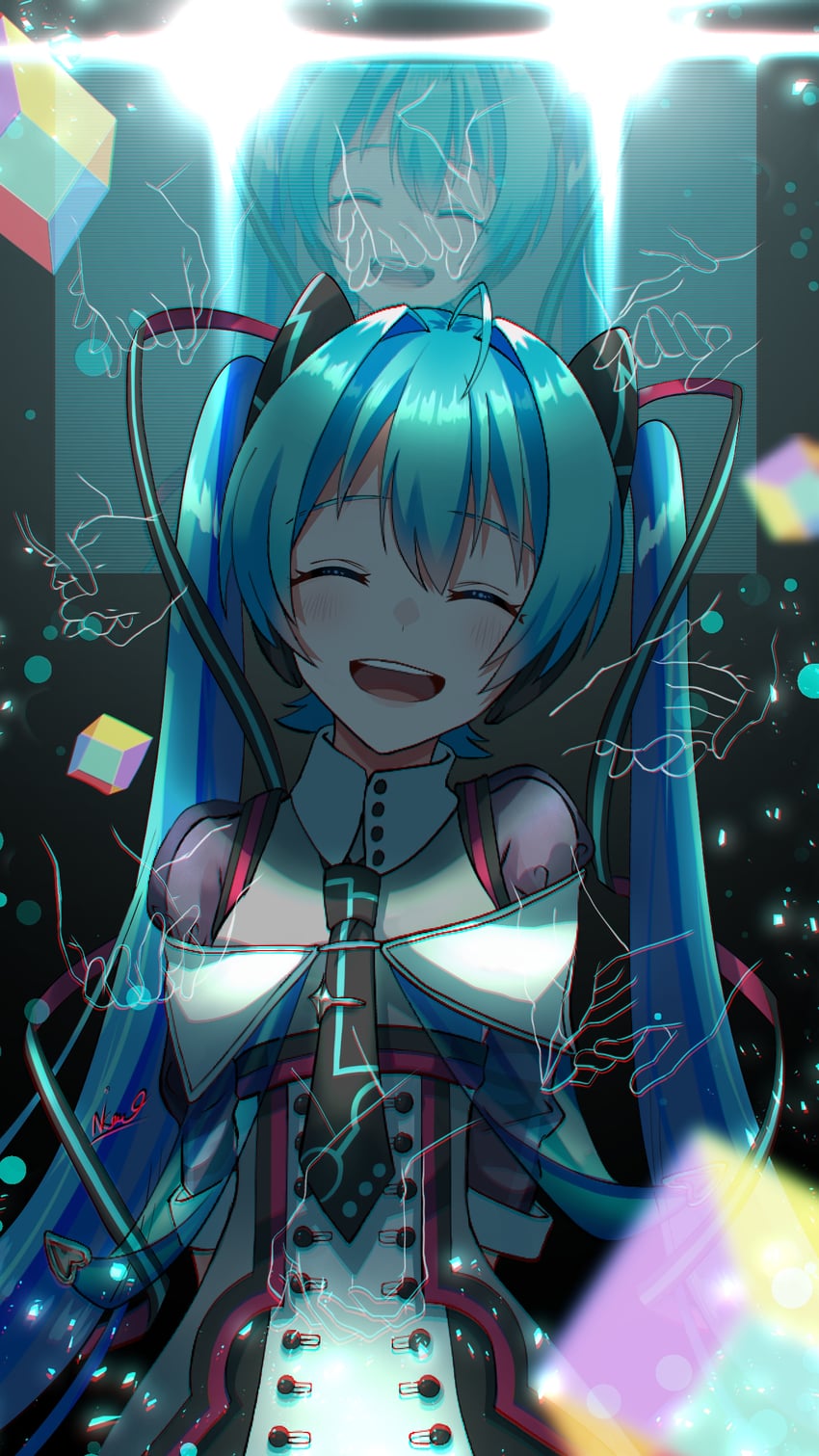 hatsune miku and magical mirai miku (vocaloid and 2 more) drawn by tatyaoekaki