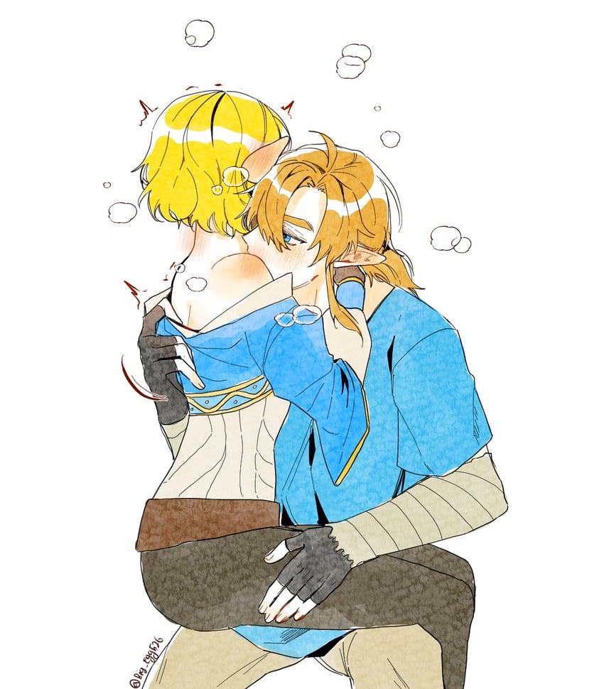 link and princess zelda (the legend of zelda and 1 more) drawn by big_egg526