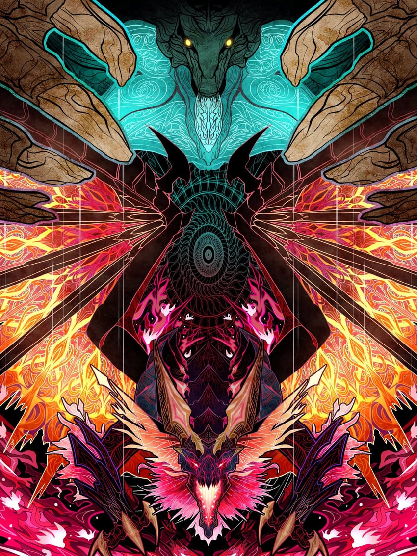 malzeno and gaismagorm (monster hunter and 1 more) drawn by diaaarai