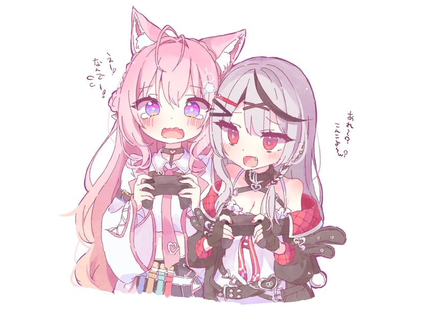 sakamata chloe and hakui koyori (hololive) drawn by miktama