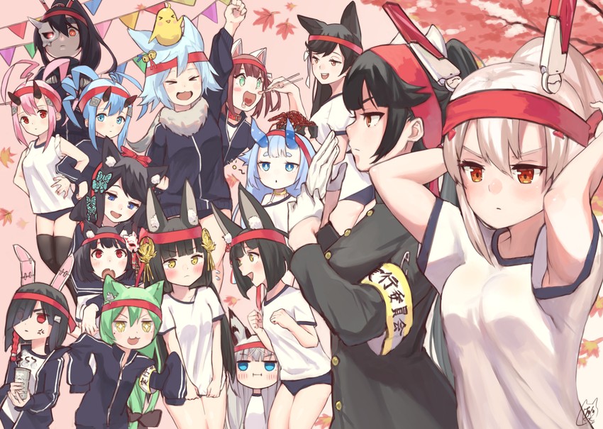 manjuu, atago, ayanami, takao, nagato, and 12 more (azur lane) drawn by mashiro_kta