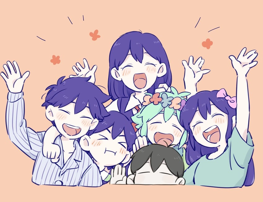 omori, basil, aubrey, mari, kel, and 1 more (omori) drawn by nn_w_ky