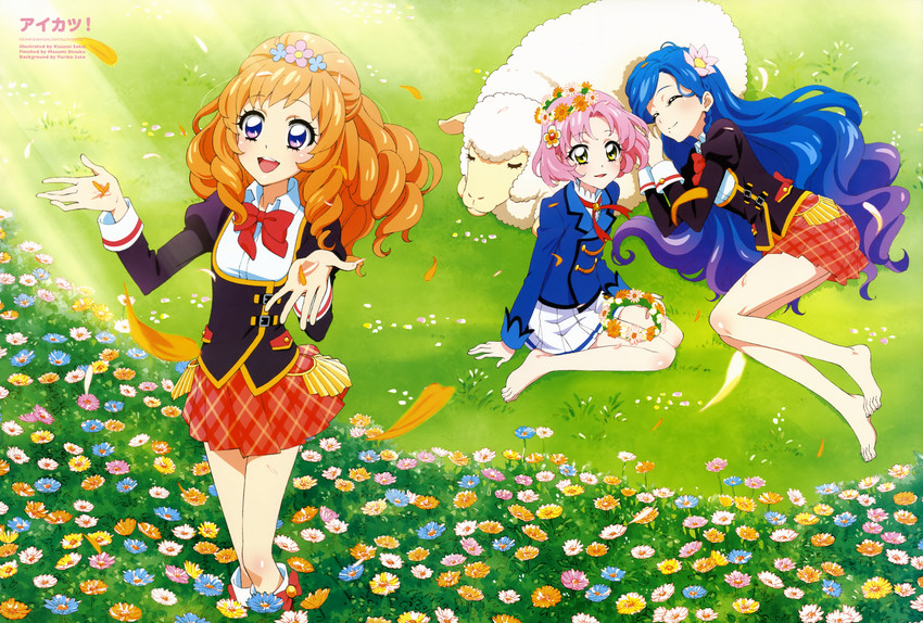 kitaoji sakura, kazesawa sora, and himesato maria (aikatsu! and 1 more) drawn by ootsuka_masumi, sato_yuriko, and sobaco_(sobacocco)